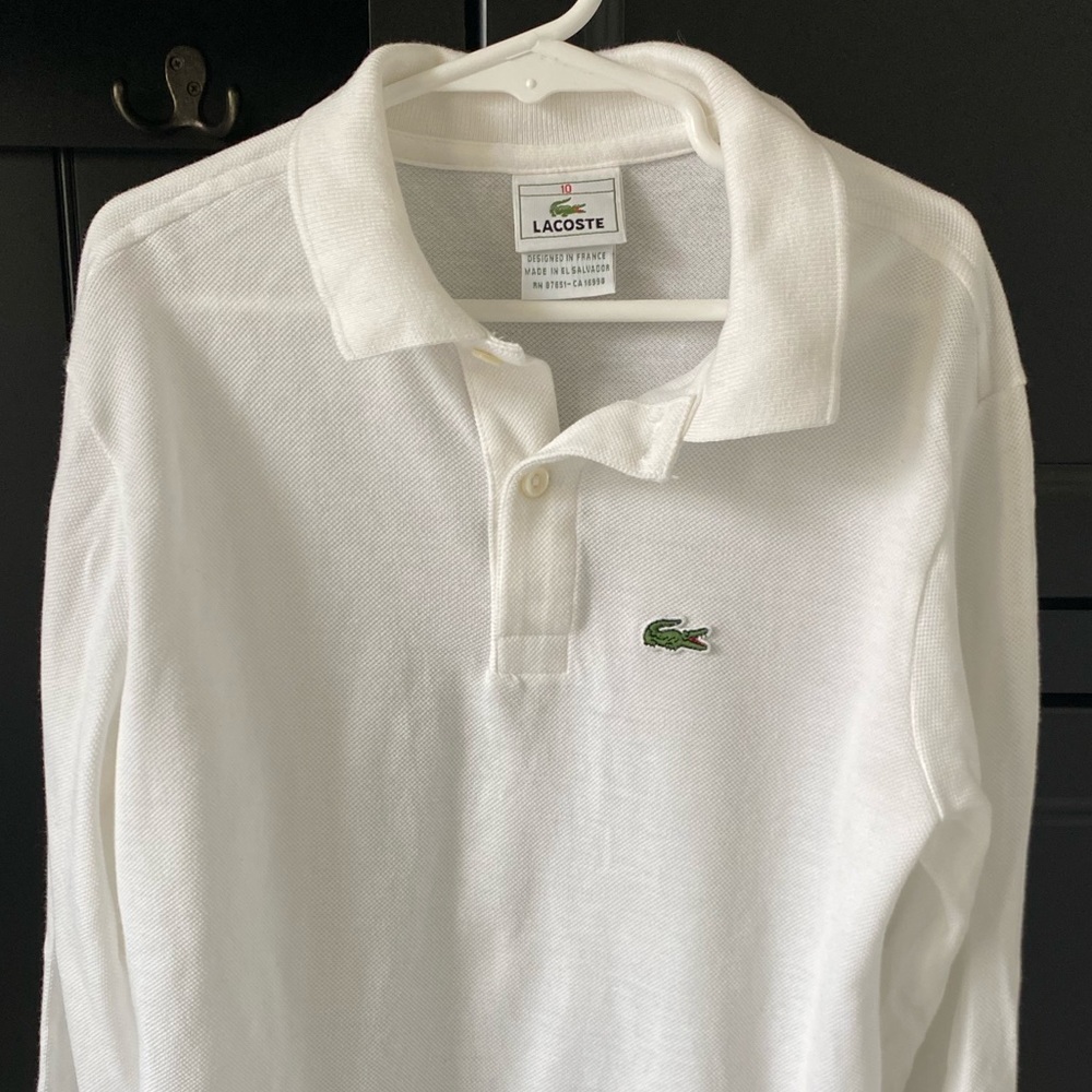 Lacoste long sleeve white shirt